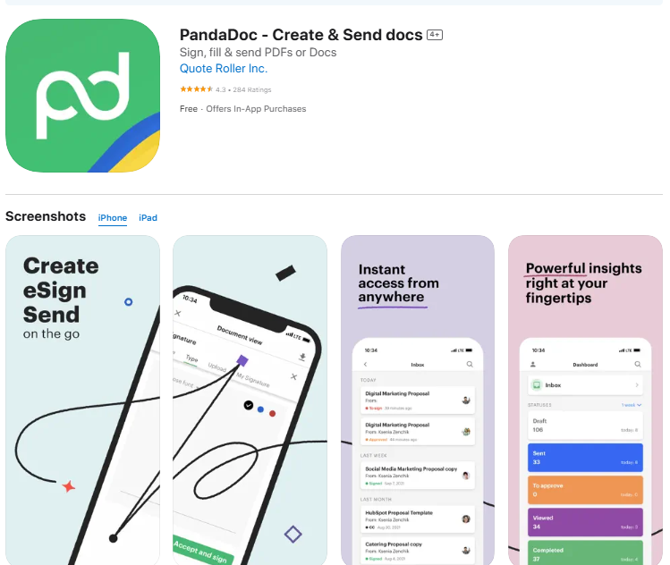 PandaDoc Create & Send docs app on the Apple App Store