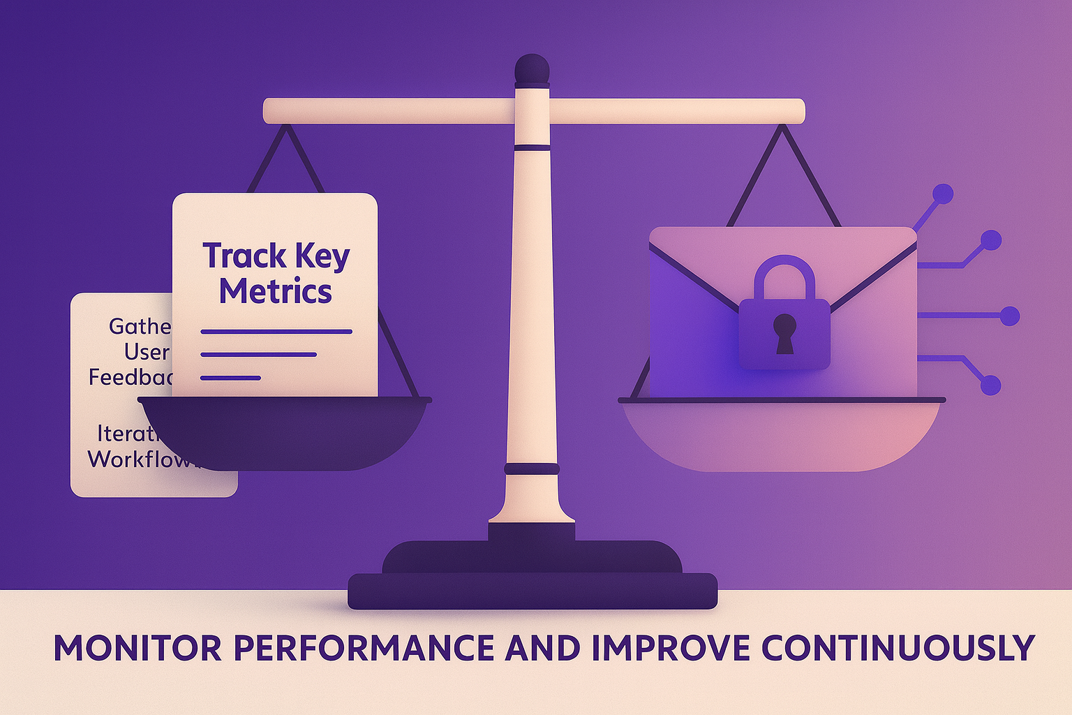 Scale showing balance between tracking key metrics and data security in CLM.