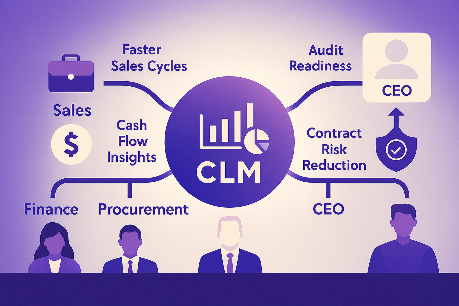 CLM empowers Sales, Finance, and CEOs with insights, risk control, and audit readiness.
