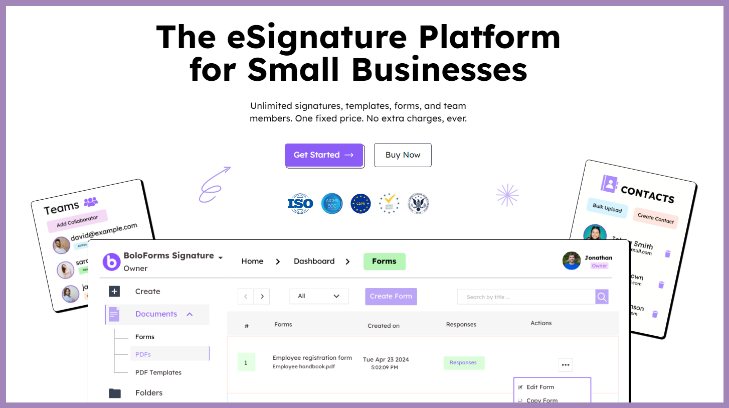 Create, send, and sign documents online with an easy, affordable eSignature platform for teams.