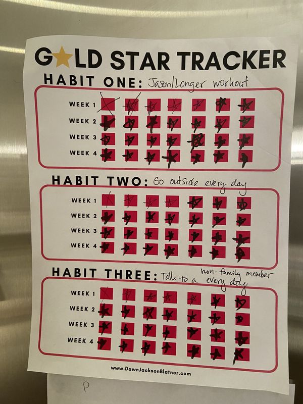 Mom's sticker chart for winter depression
