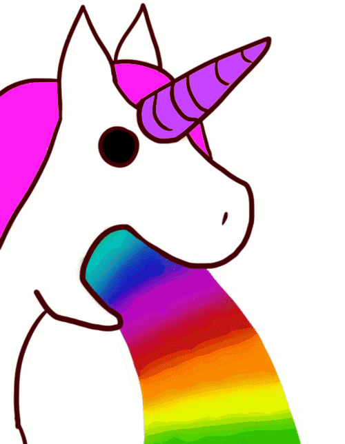 A unicorn barfing rainbows
