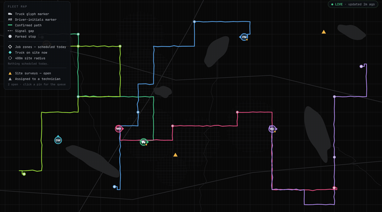 Illustration: Ignition's GPS fleet page (demo, sample data)