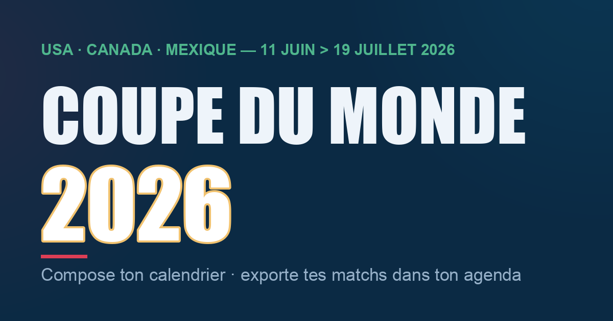 Mondial 2026 : composer son calendrier des matchs, sans compte ni tracker