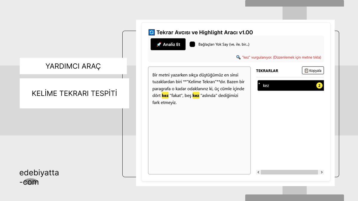 Kelime Terkarlarınızı Tespit Edin:  Liste Odaklı Tekrar Analiz Aracı
