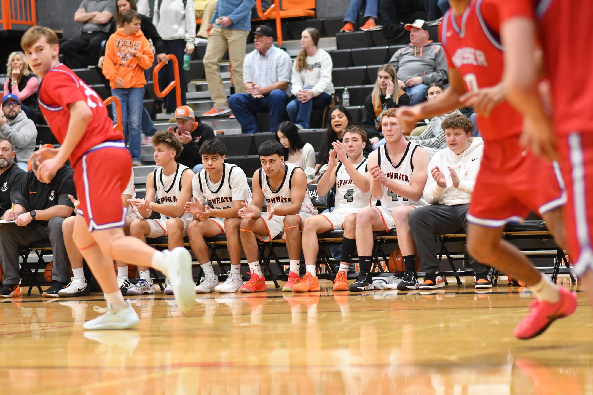 The Ephrata bench cheers on the Tigers.