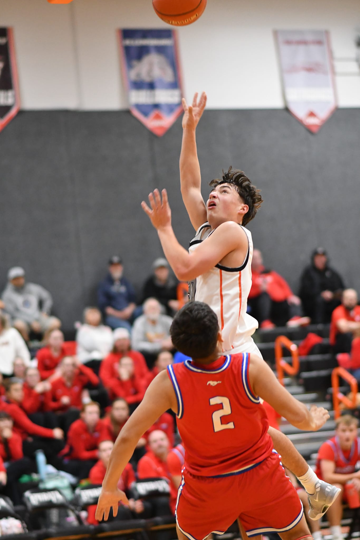 Jett Julian (30) finishes a fast break against Prosser. Coach Rick Walter praised Julian for coming off the bench and looking to score.