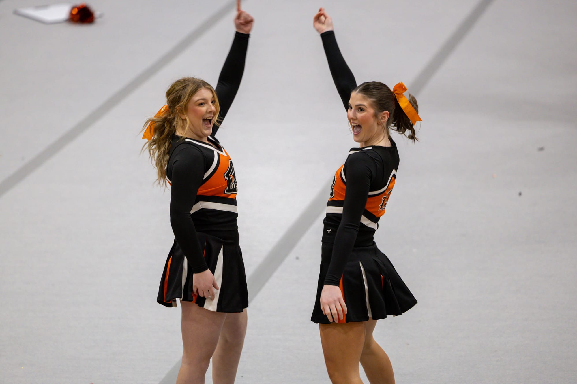 Alexys Hallatt and Kennedy Schafer rally the crowd.