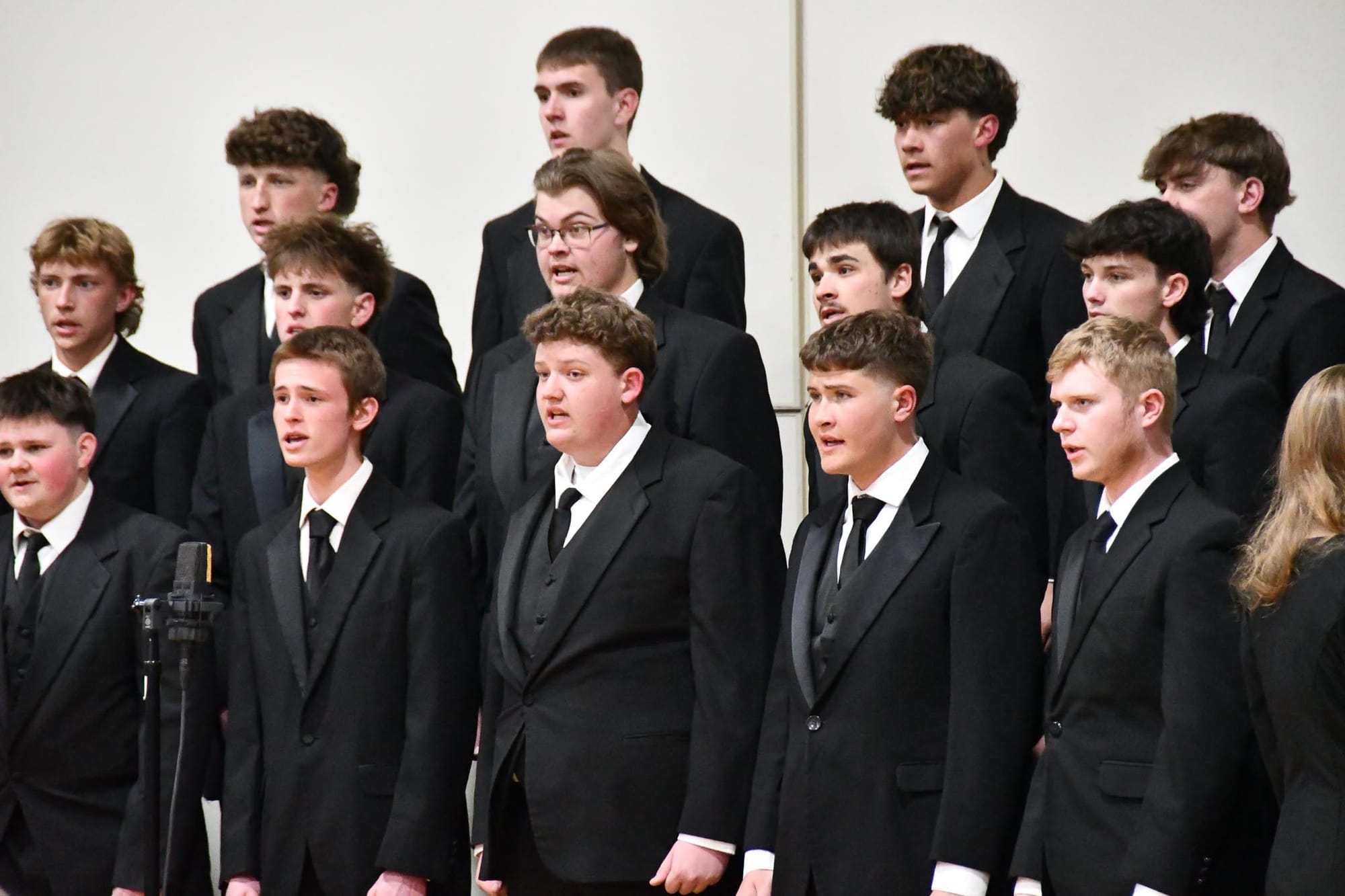 EHS Chamber Choir performs during the Spring Concert Monday at the EHS PAC gym. The group closed the evening with a three-song set including solos from Tucker Simmons and Rogan Homer.
