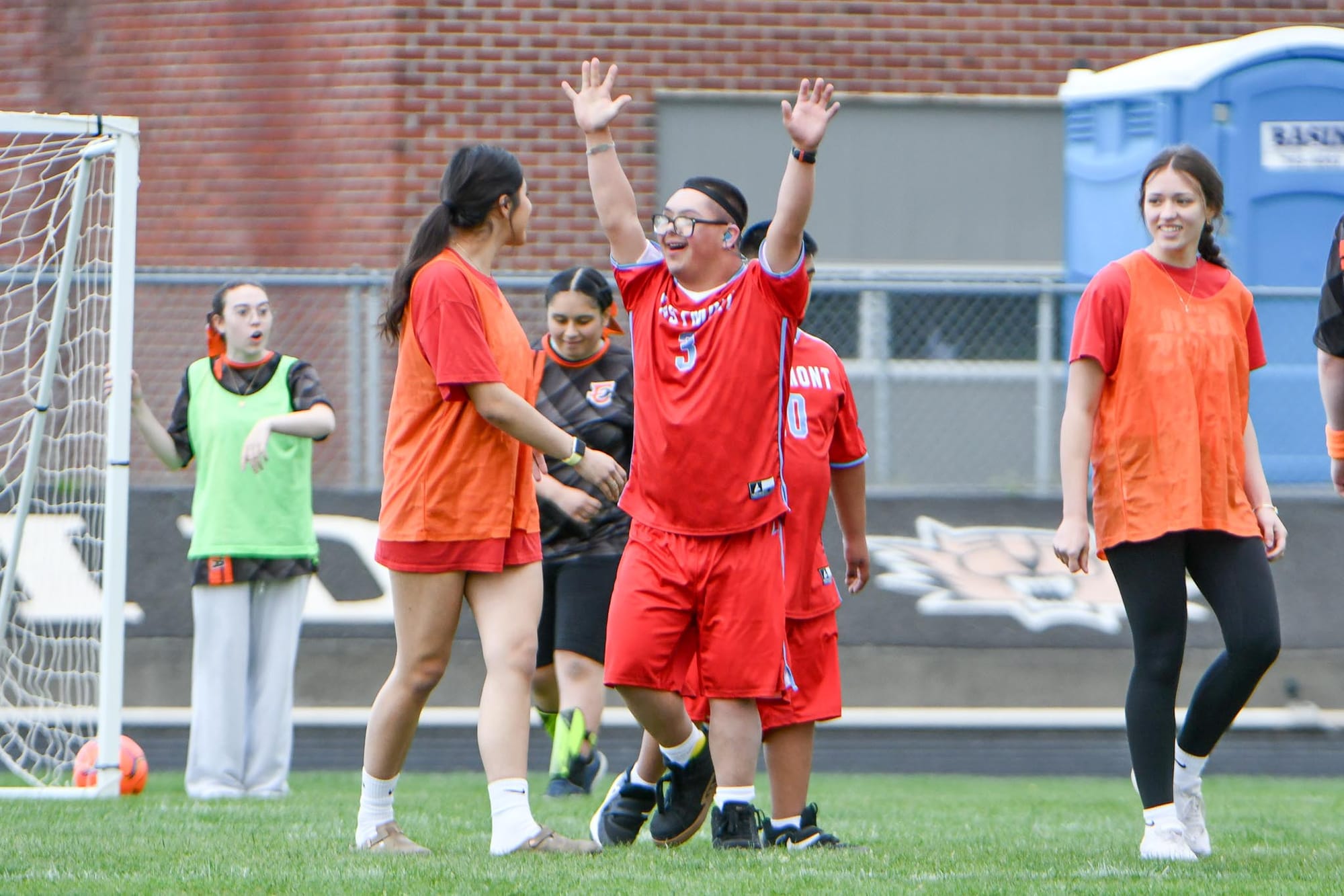 A Wildcat celebrates after a goal.