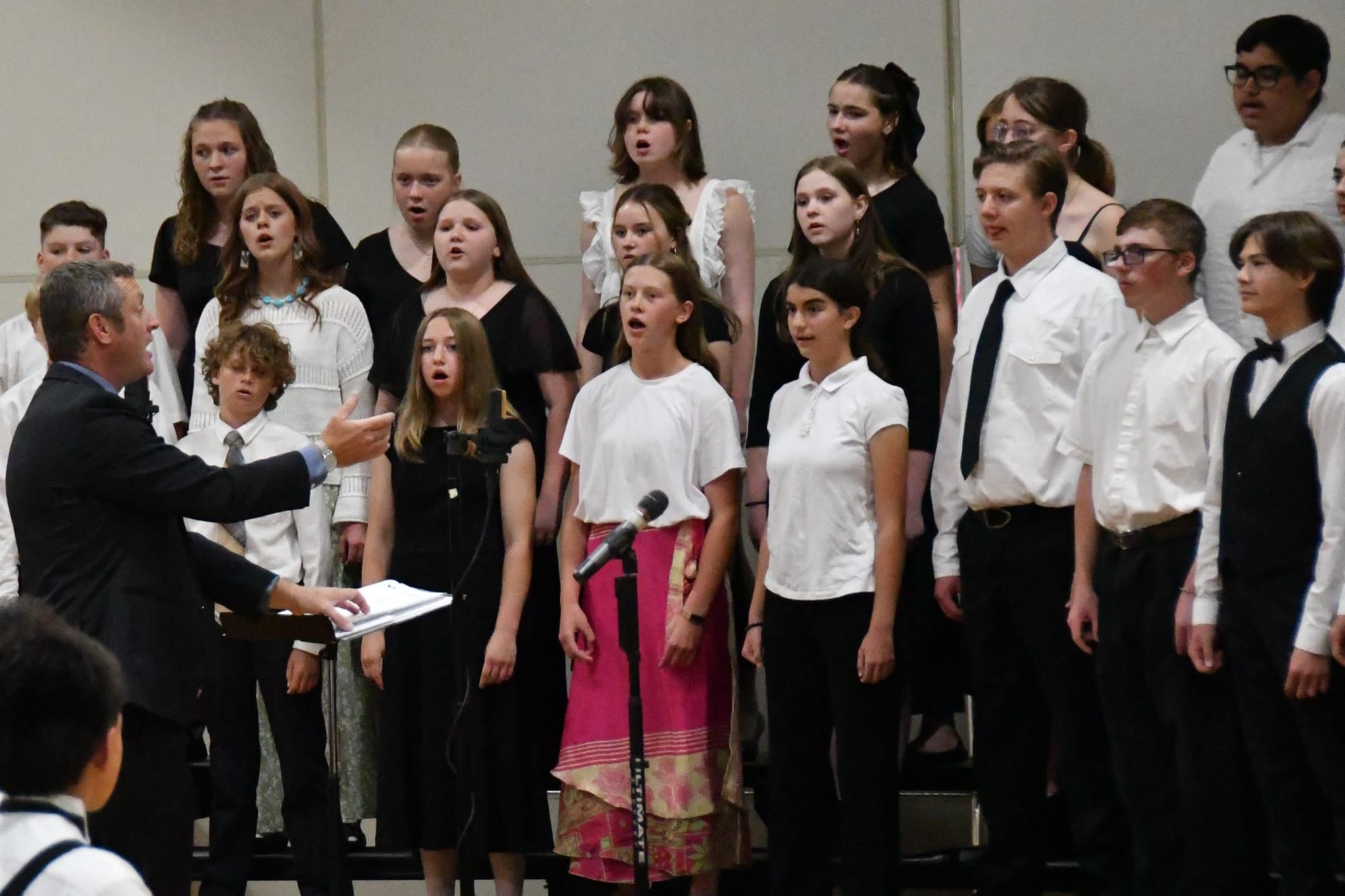 Director Tim O'Donnell leads the Ephrata Middle School Choir on Monday, the opening night of the 2026 Multi-Arts Festival at EHS.
