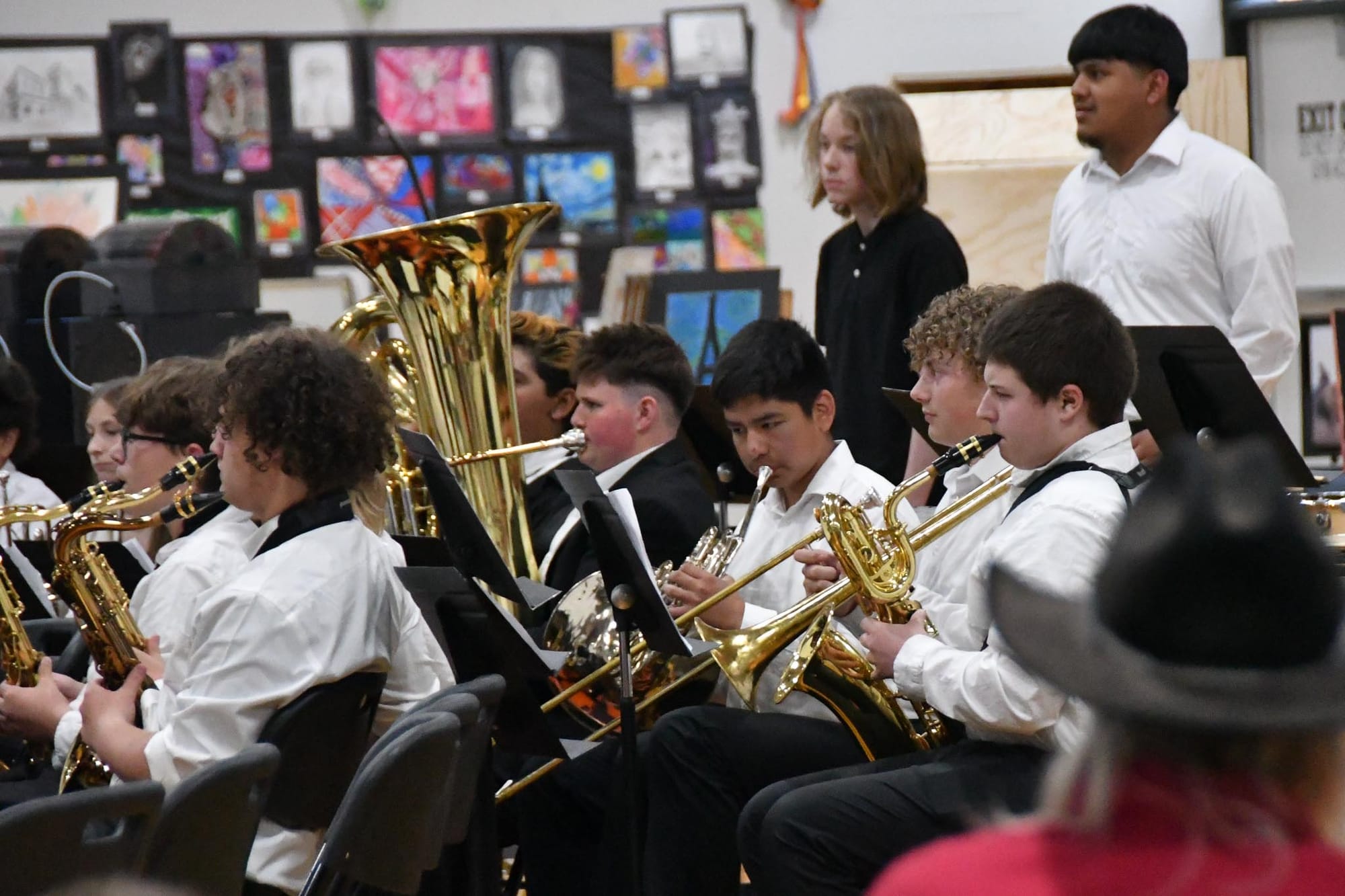 The brass section plays during Tuesday's band concert.