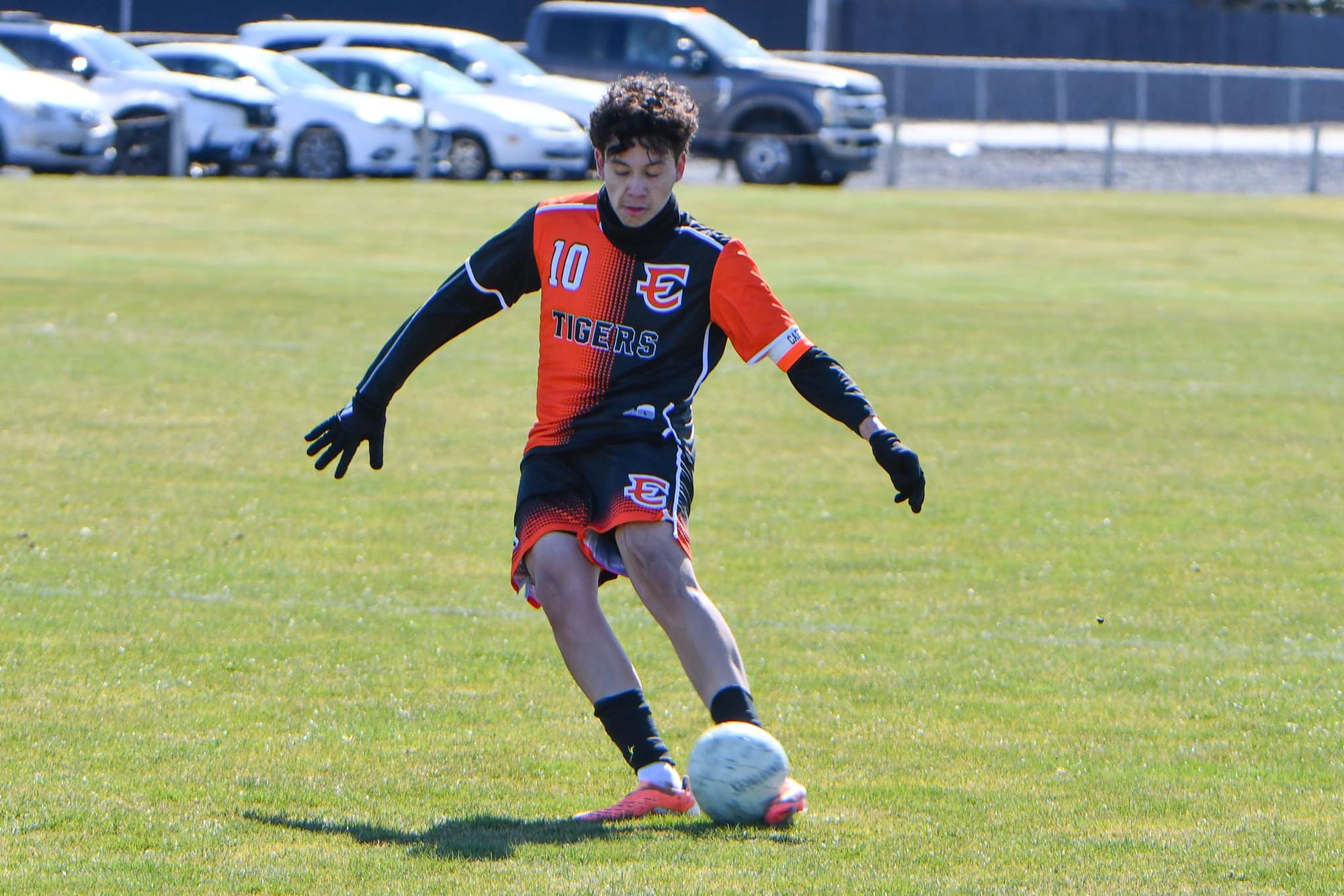 Avian Soto (10) dribbles upfield during the Tigers' 2-0 win over Tonasket on March 14. Soto earned second-team all-conference honors with seven goals and four assists.