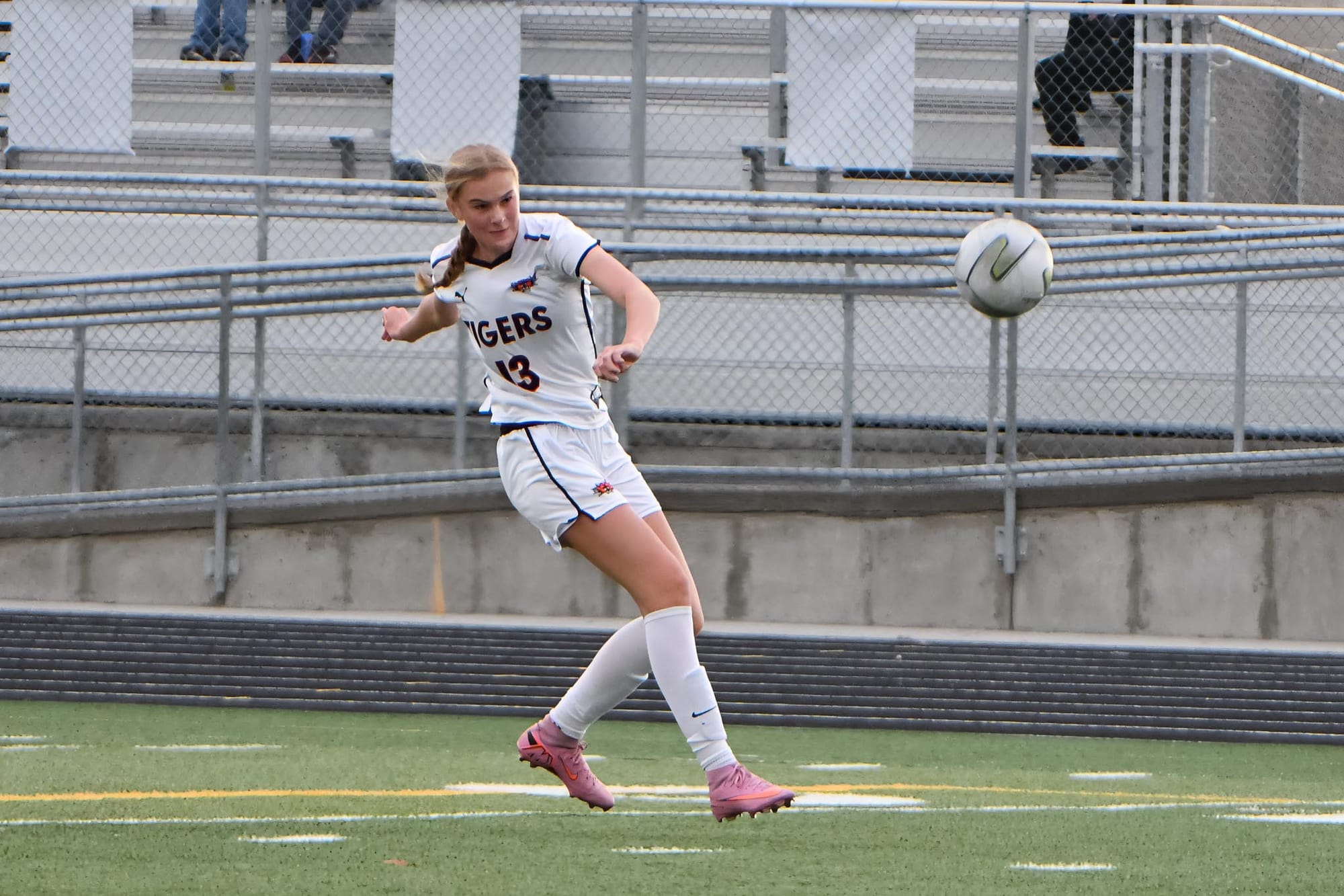 Ephrata's Brooklynne Addink (13) scores the only goal Quincy has allowed this season on Tuesday in Quincy. The sophomore found the net after an assist from Skarlett Sanchez.