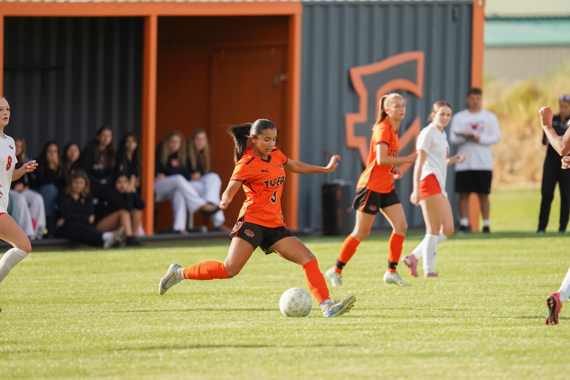 Junior Alexis St. Mary pushes the ball forward on Thursday. St. Mary was a CWAC second-team pick last season. Photo by Brylee Buchanan