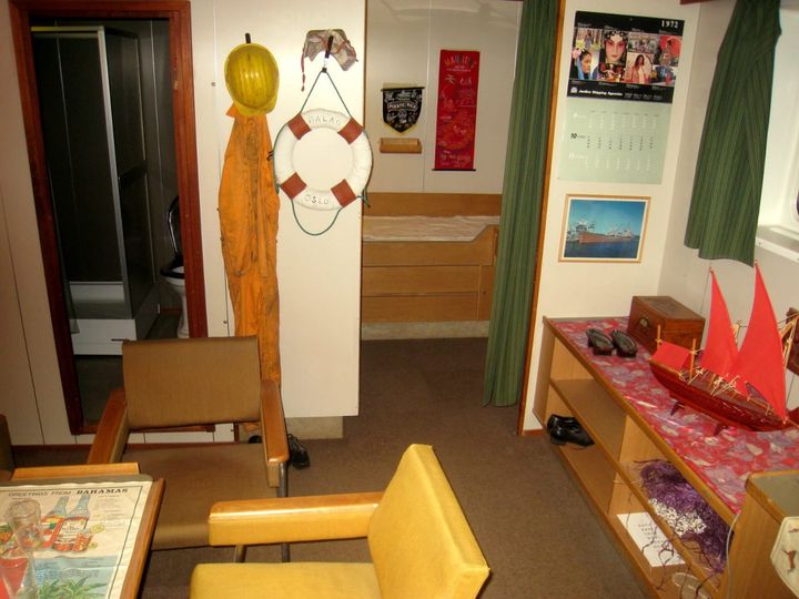 Interiors: Crewman’s cabin from the SS Balao (reconstructed), Norway, early 1970s.