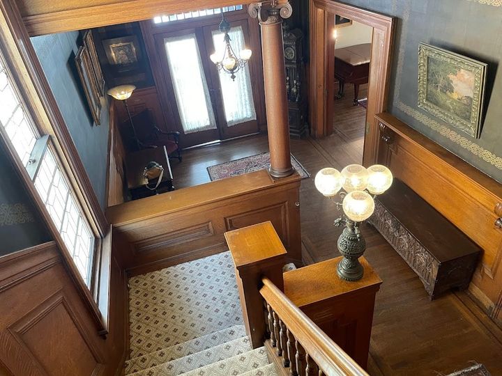 Interiors: Entry hall of Haas-Lilienthal House, San Francisco.