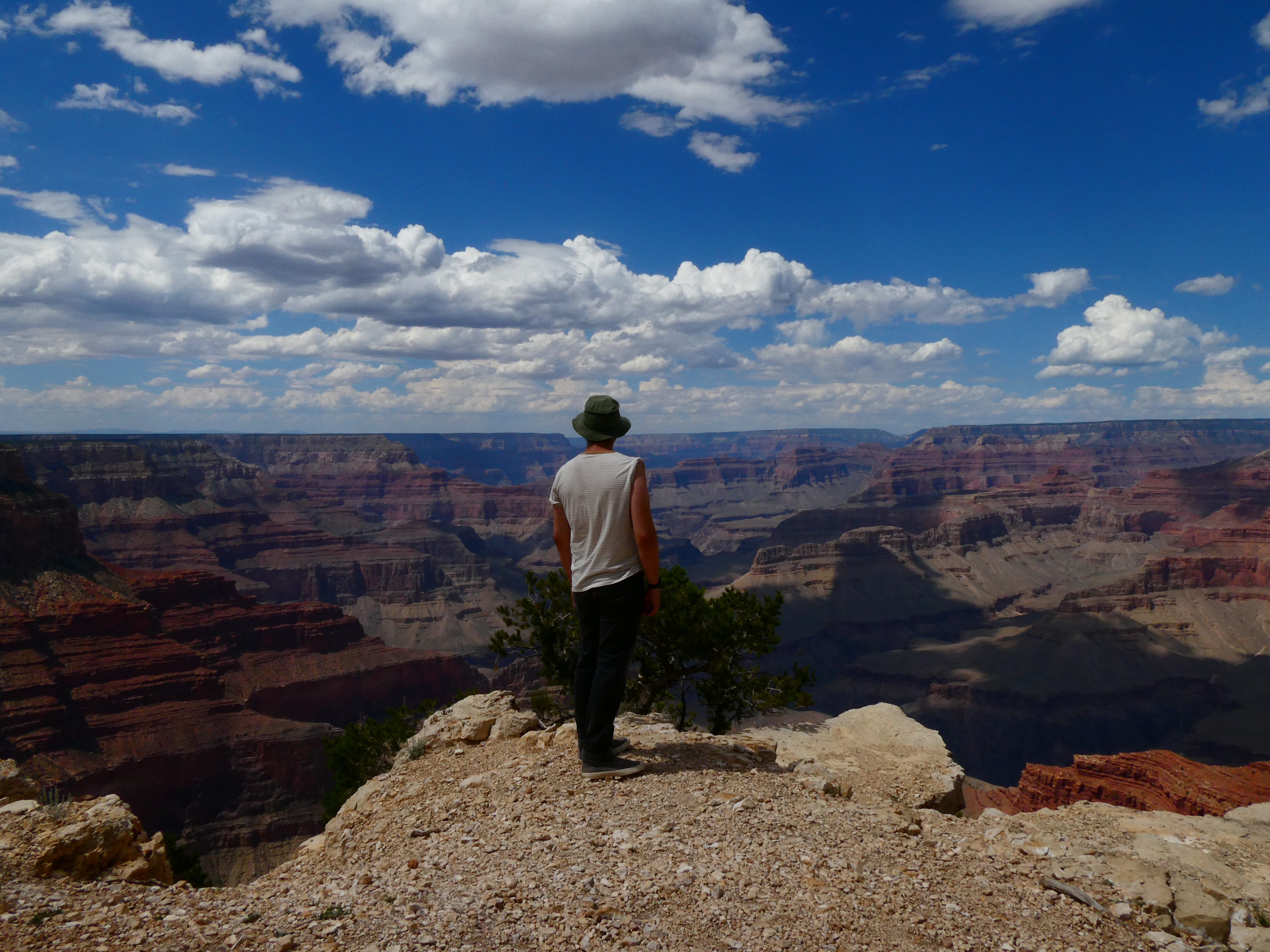 Your humble narrator gazing over the vast expanse of the Grand Canyon. His back is to the camera.
