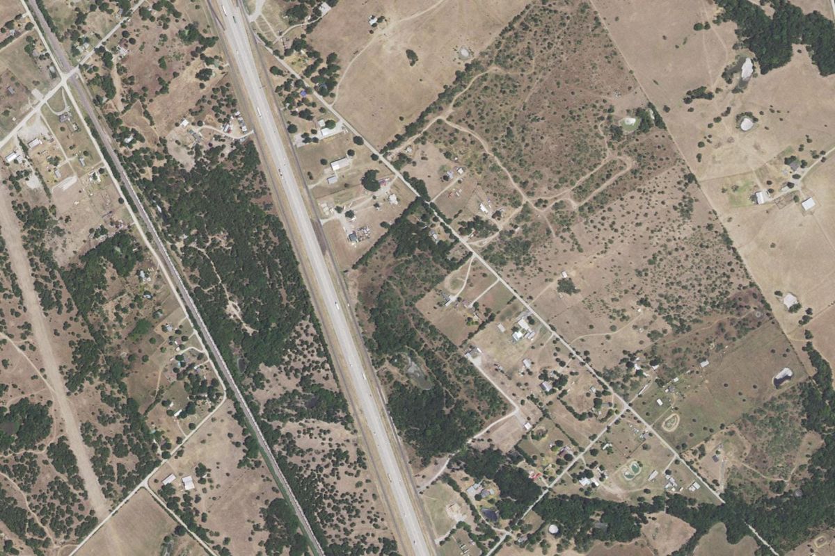 Aerial photograph centered on Angus, Texas