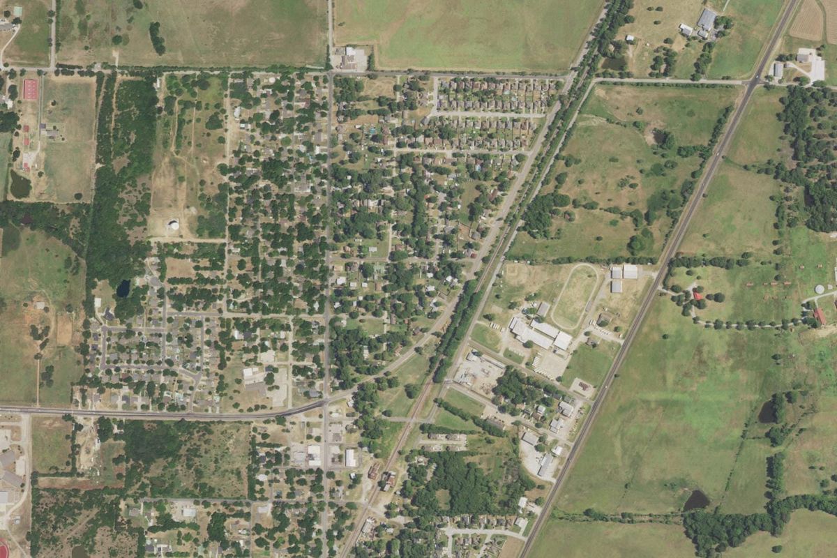 Aerial photograph centered on Aubrey, Texas