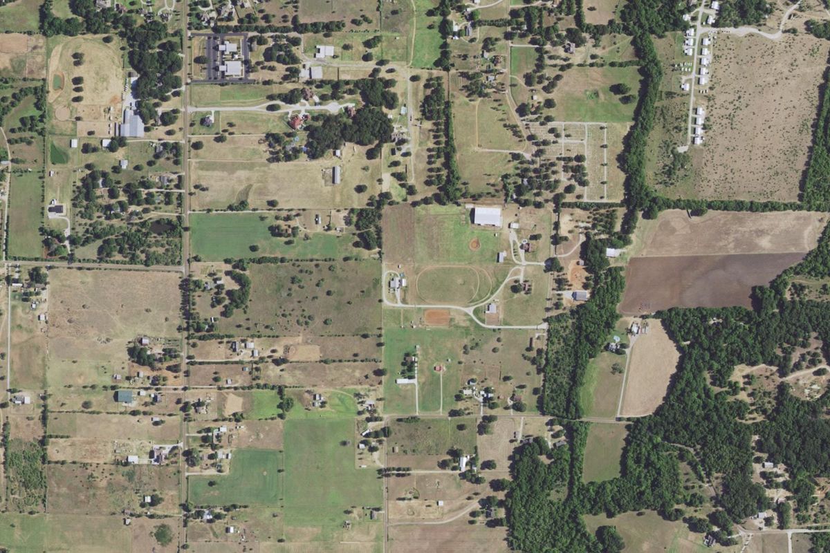 Aerial photograph centered on Aurora, Texas