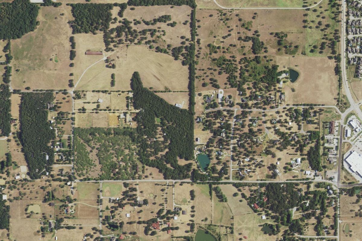 Aerial photograph centered on Bartonville, Texas