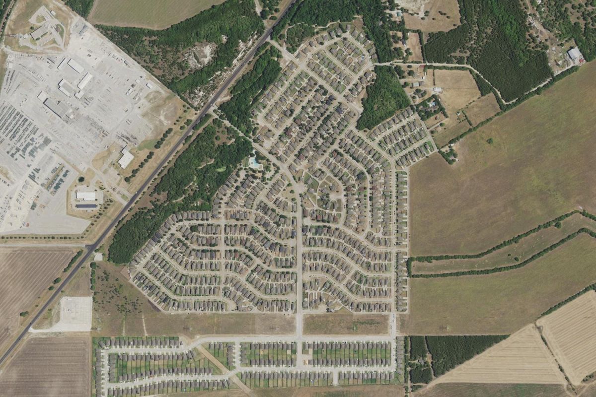 Aerial photograph centered on Bear Creek Ranch, Texas