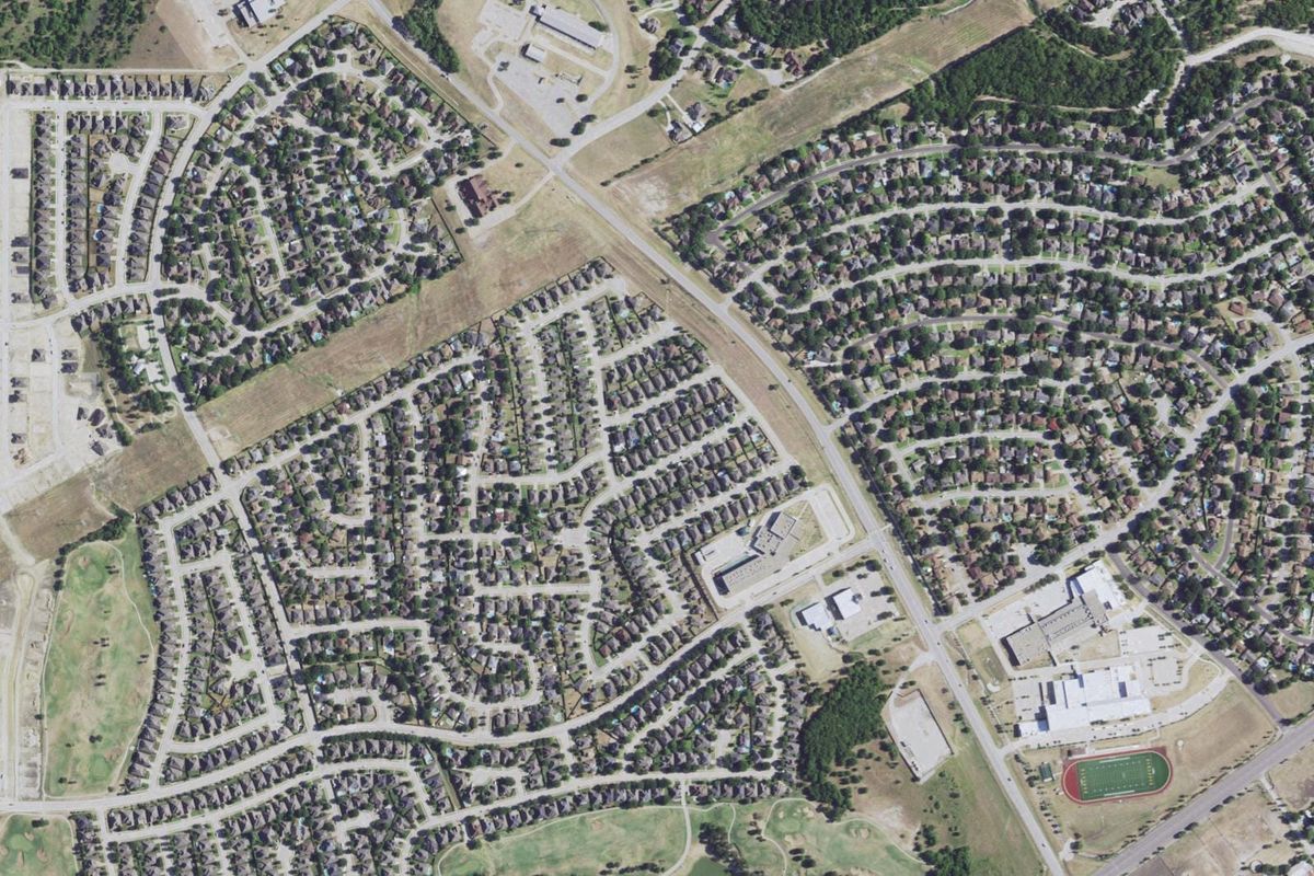 Aerial photograph centered on Benbrook, Texas