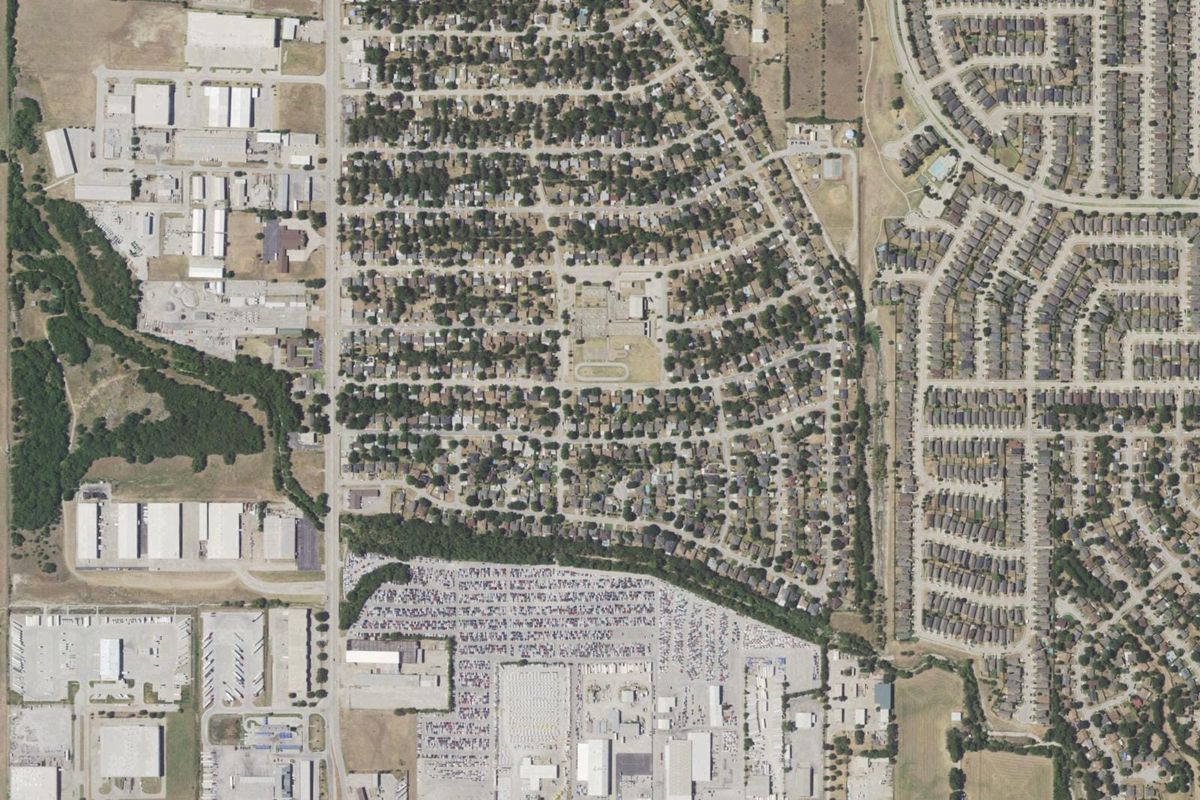 Aerial photograph centered on Blue Mound, Texas