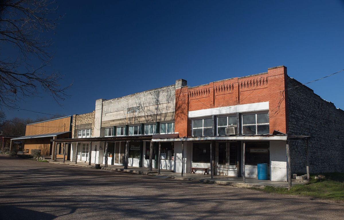 A street scene in Bluff Dale, Texas