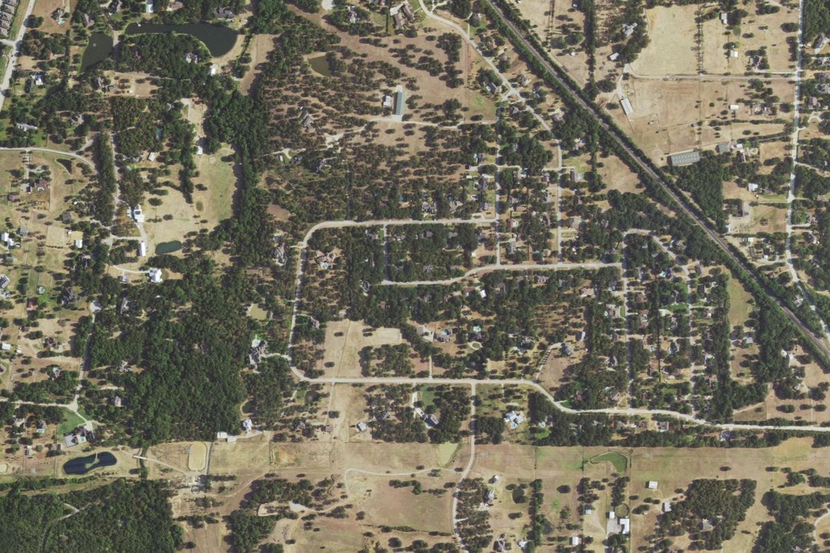 Aerial photograph centered on Copper Canyon, Texas