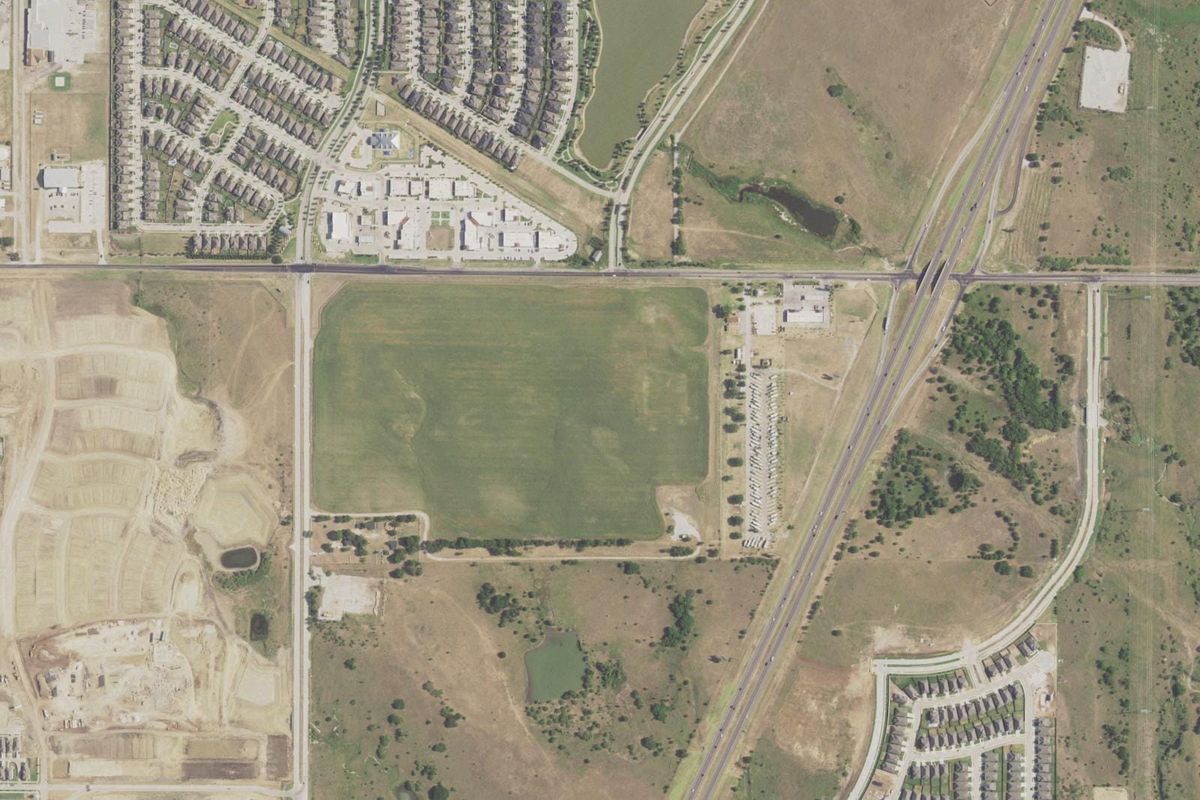Aerial photograph centered on Corral City, Texas
