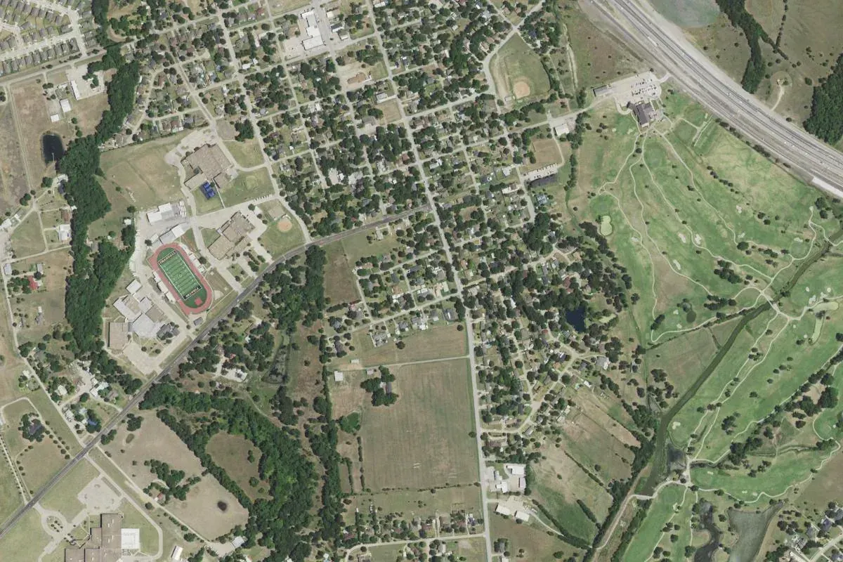 Aerial photograph centered on Crandall, Texas