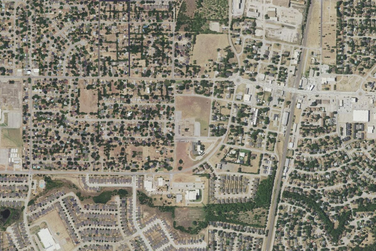 Aerial photograph centered on Crowley, Texas