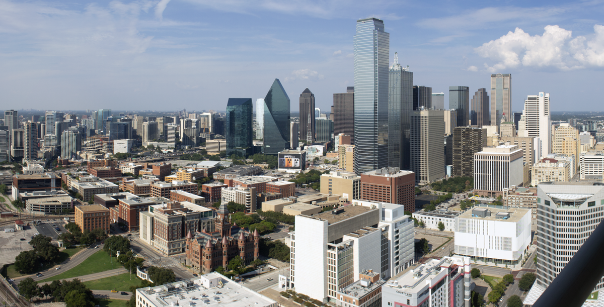 The Dallas skyline viewed from Reunion Tower, Texas