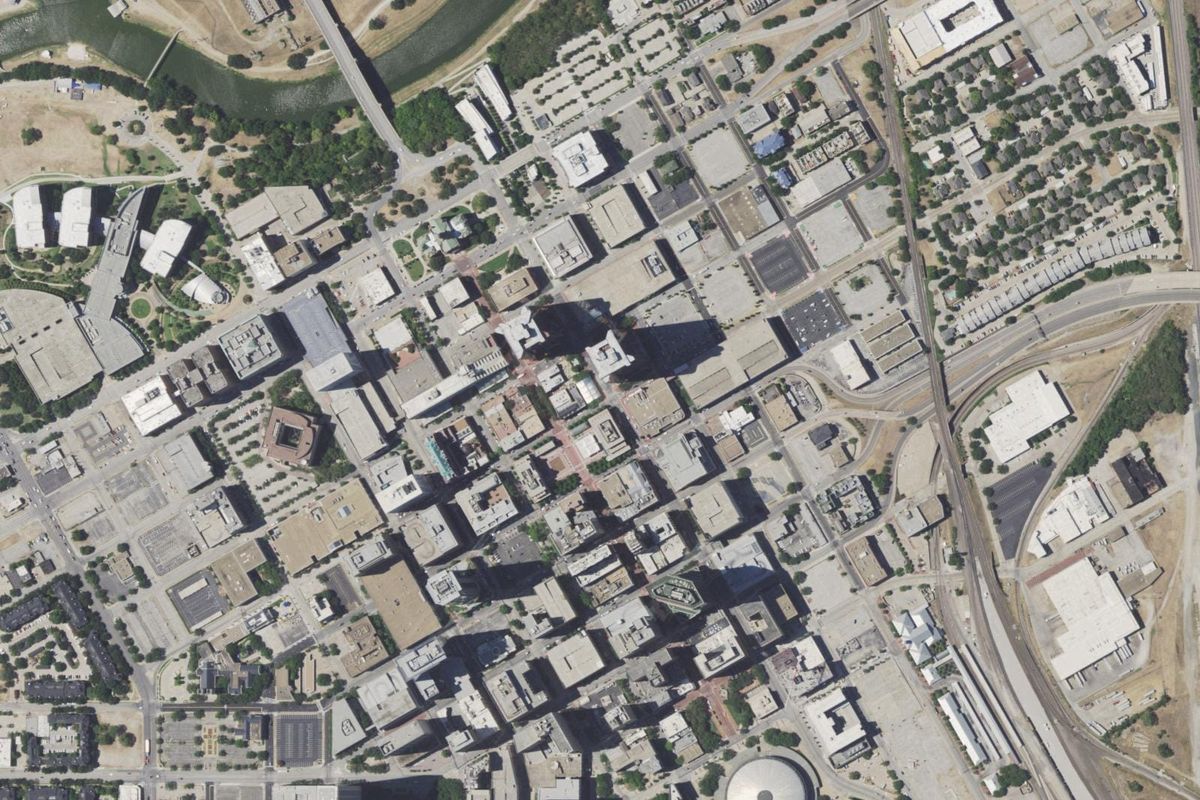 Aerial photograph centered on Downtown Fort Worth, Texas