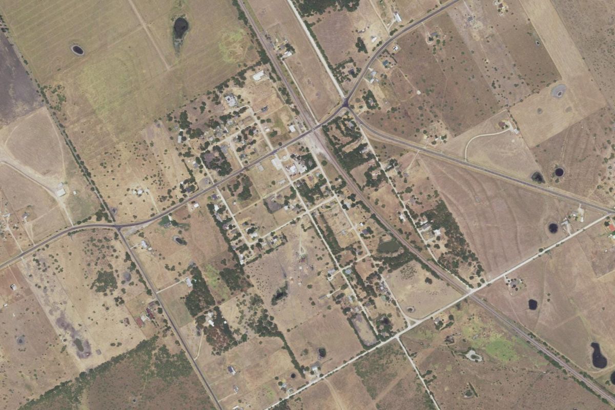 Aerial photograph centered on Emhouse, Texas