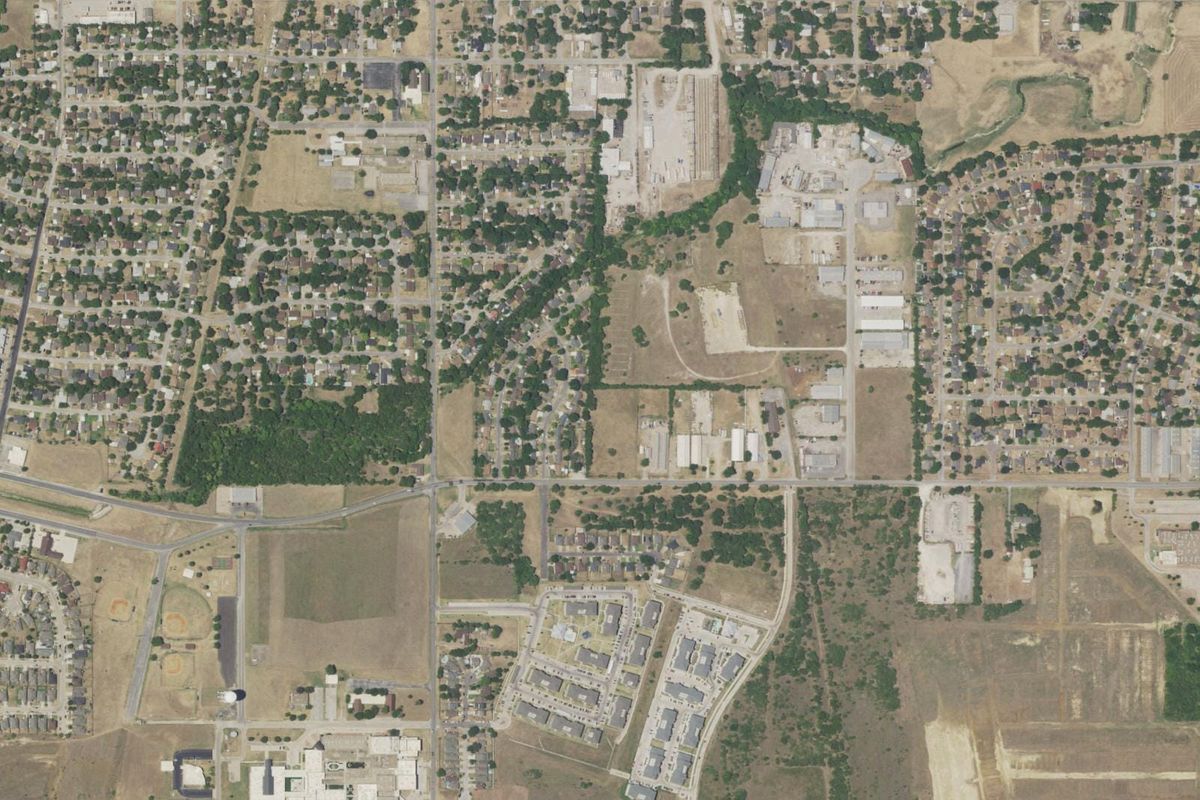 Aerial photograph centered on Everman, Texas