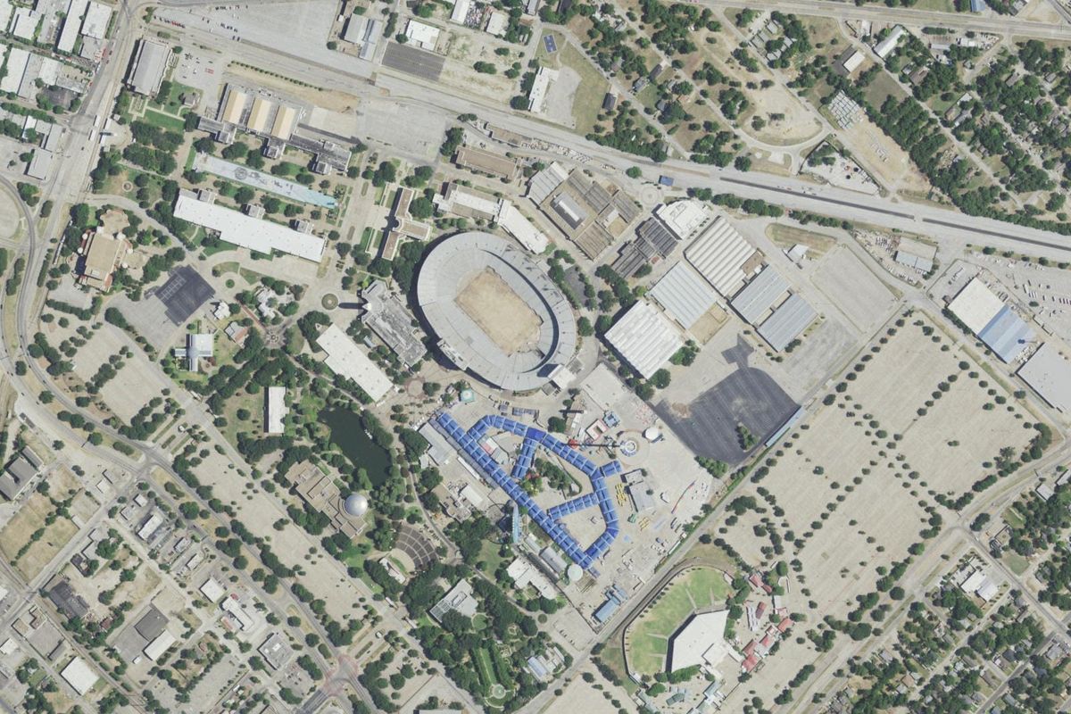 Aerial photograph centered on Fair Park, Texas