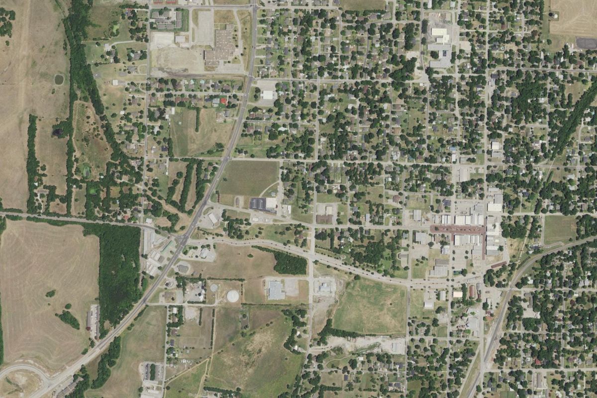 Aerial photograph centered on Farmersville, Texas