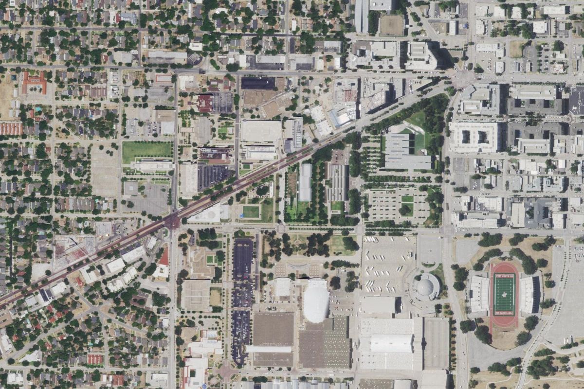 Aerial photograph centered on Fort Worth Cultural District, Texas
