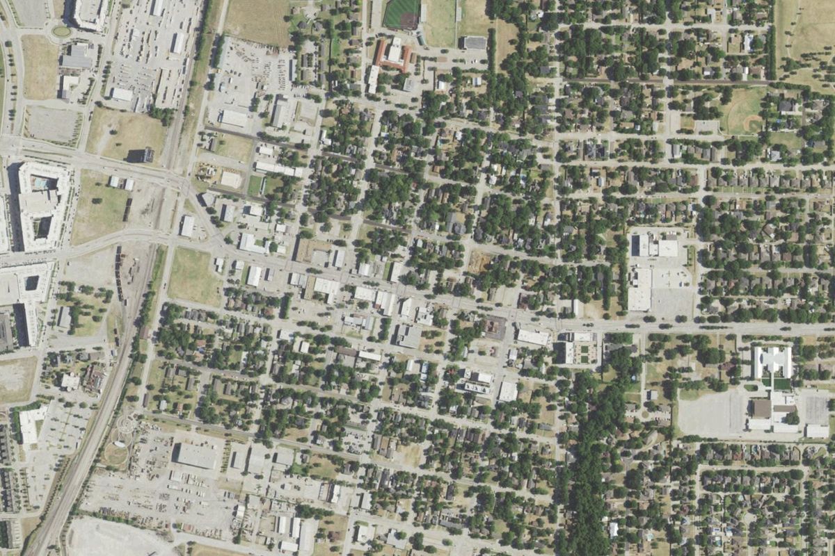 Aerial photograph centered on Frisco Rail District, Texas