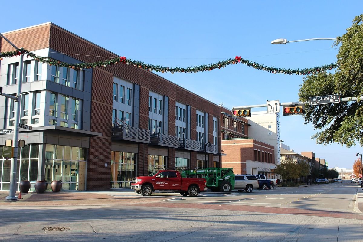 State and Fifth Streets in downtown Garland, Texas
