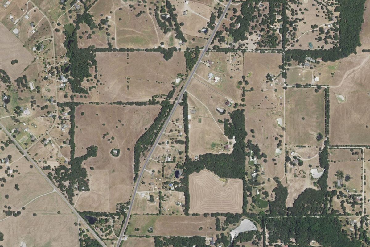 Aerial photograph centered on Grays Prairie, Texas