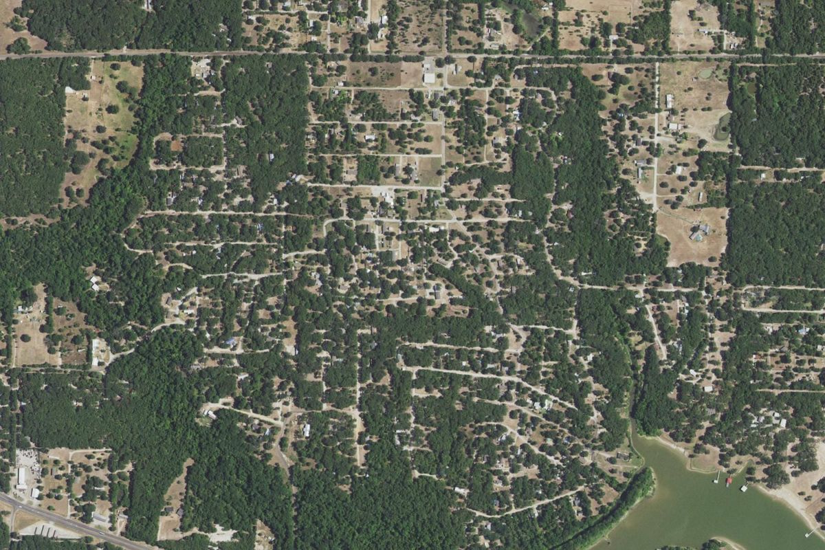 Aerial photograph centered on Hawk Cove, Texas