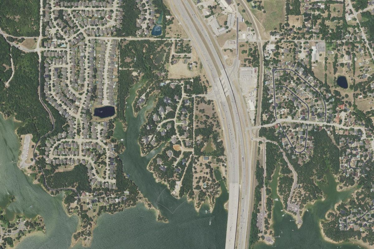 Aerial photograph centered on Hickory Creek, Texas