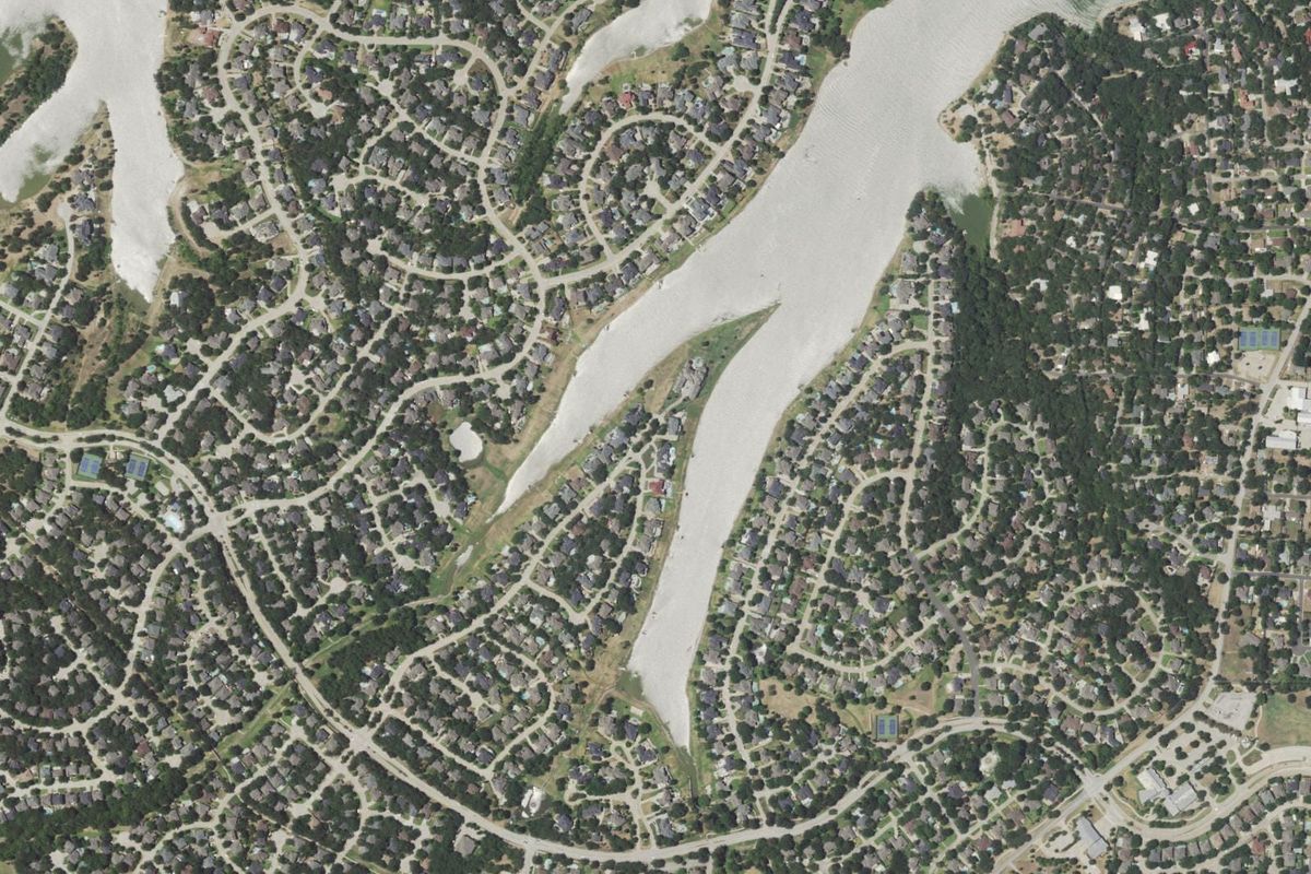 Aerial photograph centered on Highland Village, Texas