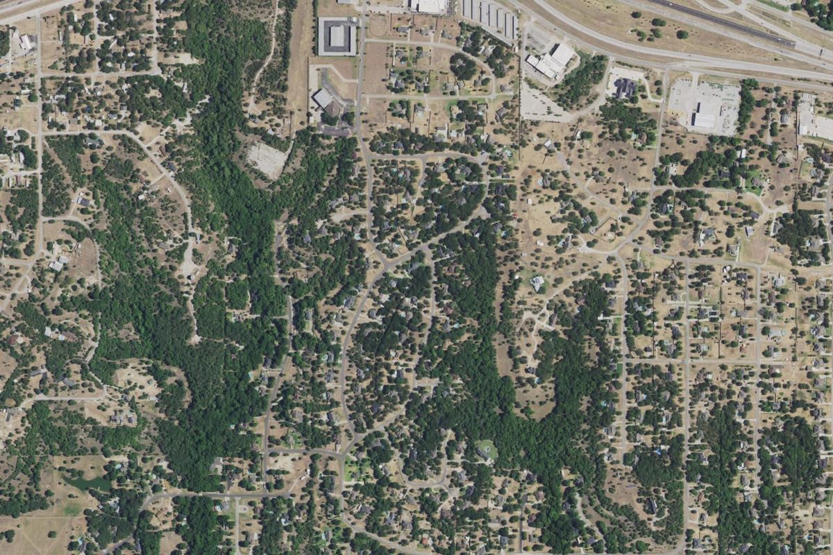 Aerial photograph centered on Hudson Oaks, Texas
