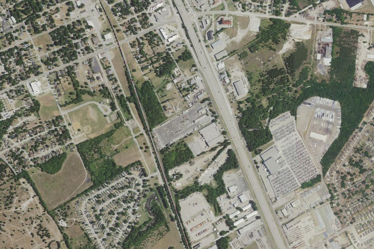 Aerial photograph centered on Hutchins, Texas