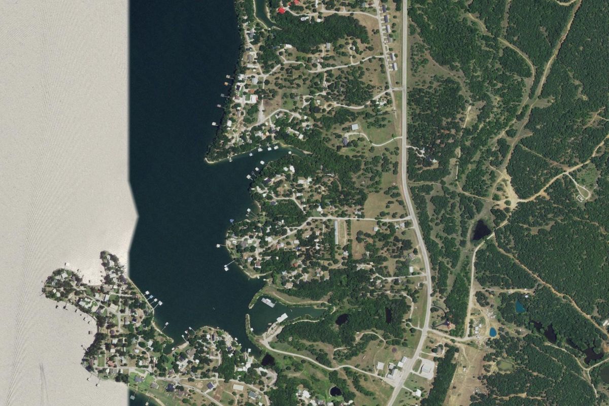 Aerial photograph centered on Lake Bridgeport, Texas